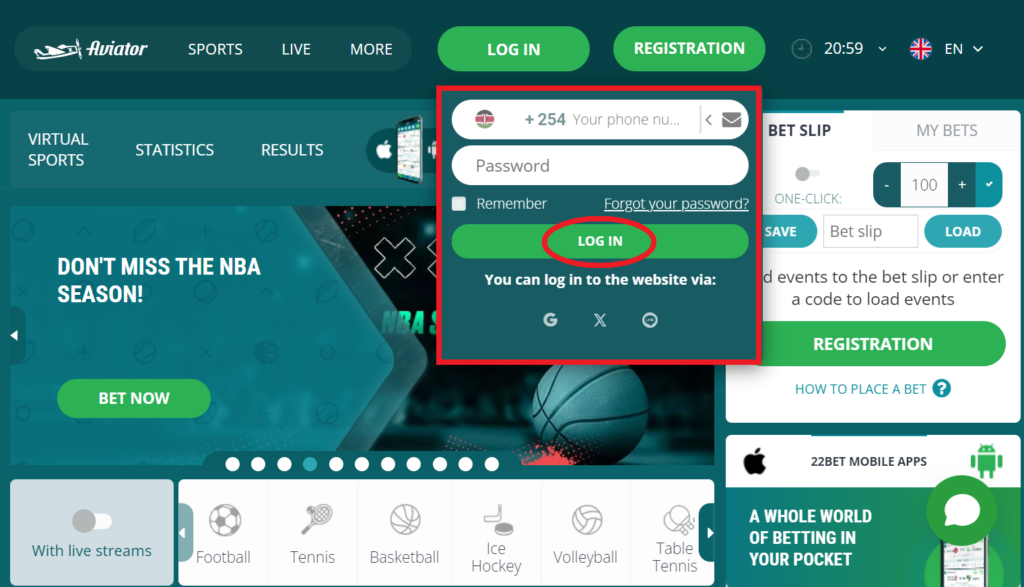 Login at 22Bet Kenya: Dip into the Betting World Instantly